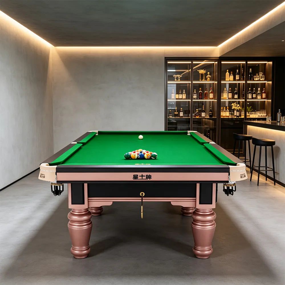 XINGPAI C17 9FT Professional Billiard Table - 50mm Slate 18-Point Steel Frame Tournament Style Pool Table for Home Game Room - Pink