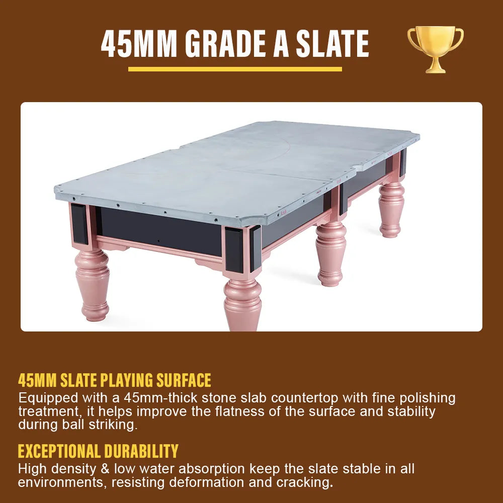 XINGPAI C17 9FT Professional Billiard Table - 50mm Slate 18-Point Steel Frame Tournament Style Pool Table for Home Game Room - Pink