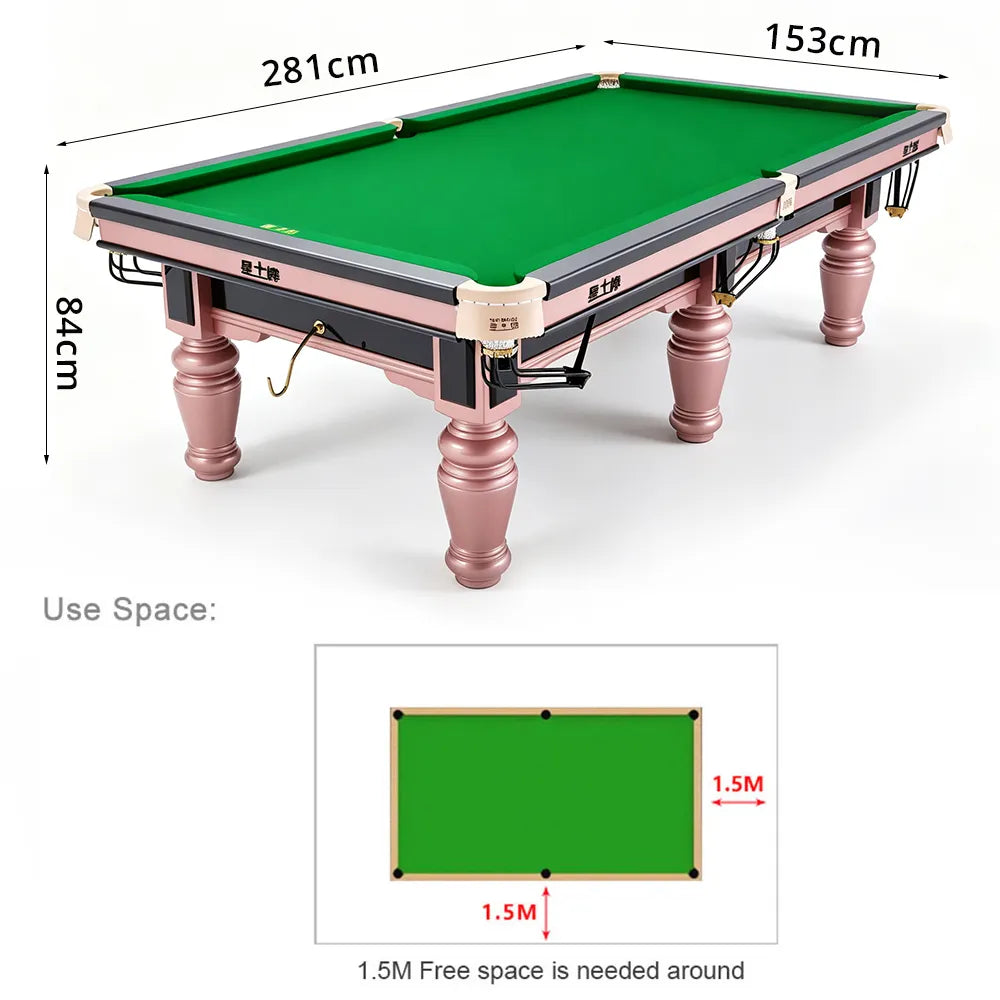 XINGPAI C17 9FT Professional Billiard Table - 50mm Slate 18-Point Steel Frame Tournament Style Pool Table for Home Game Room - Pink