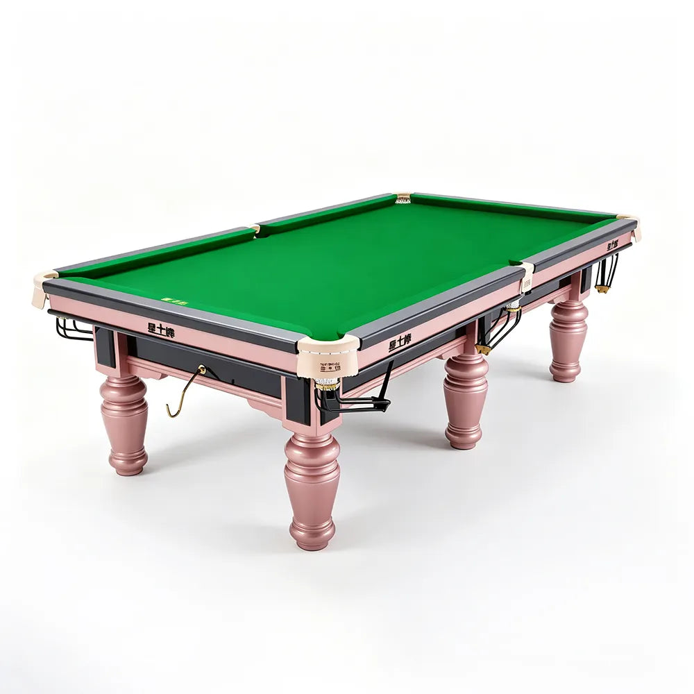XINGPAI C17 9FT Professional Billiard Table - 50mm Slate 18-Point Steel Frame Tournament Style Pool Table for Home Game Room - Pink