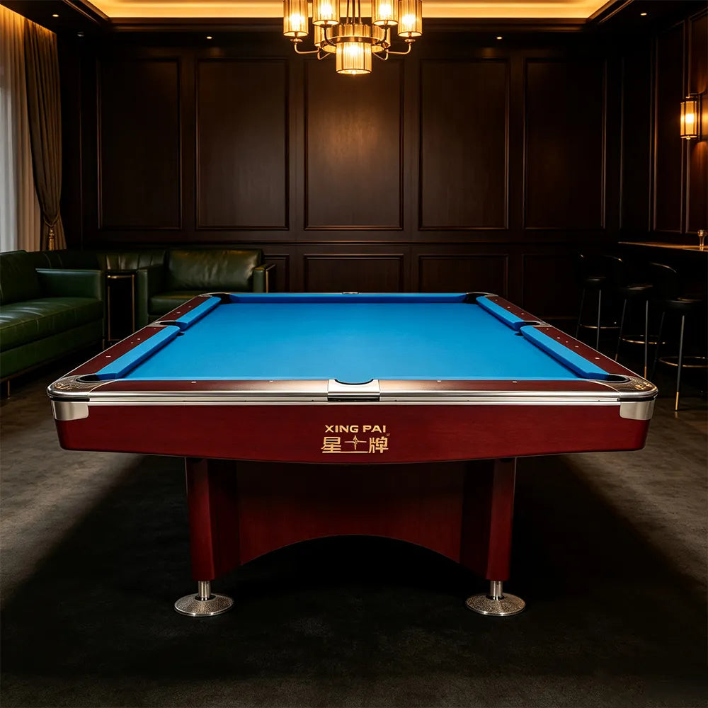 XINGPAI A136 9FT Professional Billiard Table - Tournament Style Pool Table with Premium Slate Surface for Clubs & Home Game Room - Brown