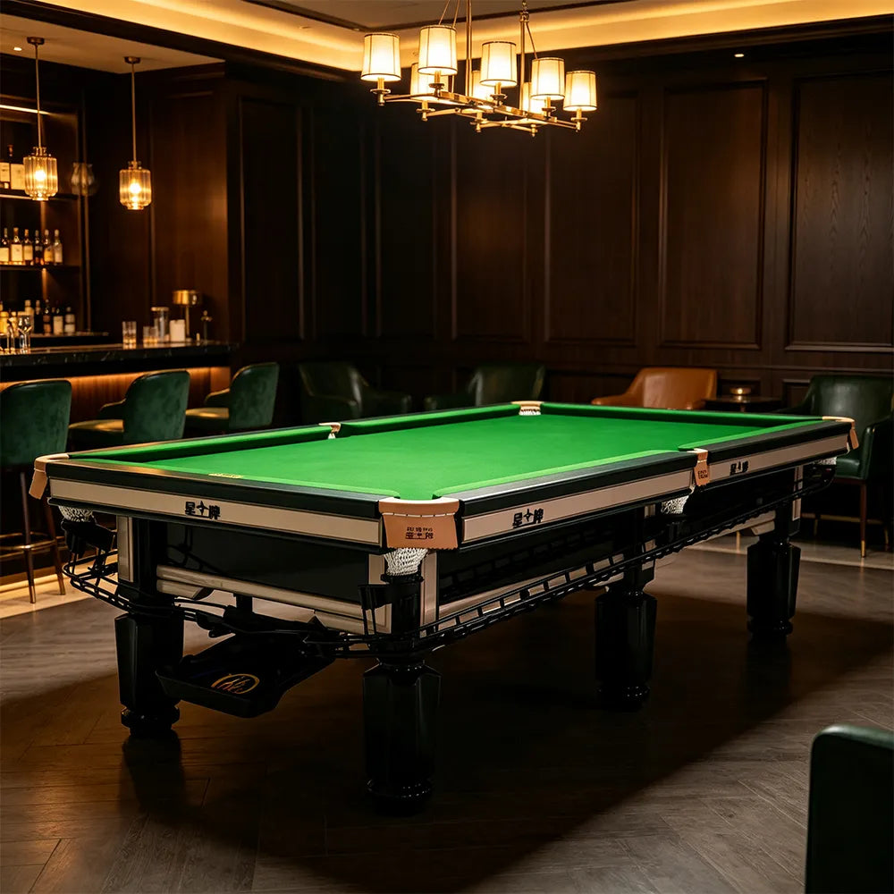 XINGPAI C16 9FT Professional Billiard Table - 50mm Slate 18-Point Steel Frame Tournament Style Pool Table for Home Club Game Room - Black