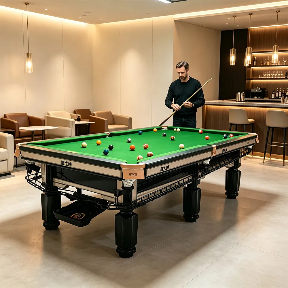 XINGPAI C16 9FT Professional Billiard Table - 50mm Slate 18-Point Steel Frame Tournament Style Pool Table for Home Club Game Room - Black