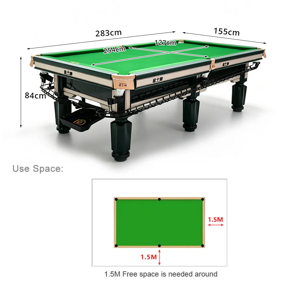 XINGPAI C16 9FT Professional Billiard Table - 50mm Slate 18-Point Steel Frame Tournament Style Pool Table for Home Club Game Room - Black
