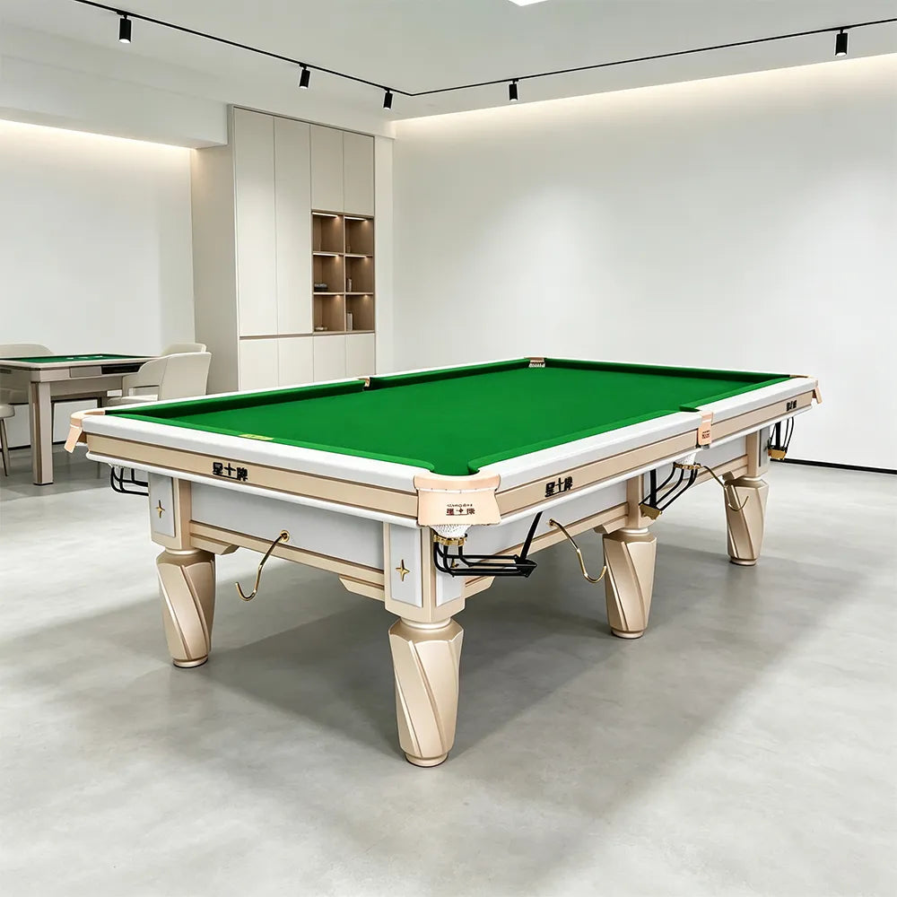 XINGPAI C19 9FT Professional Billiard Table - Tournament Pool Table with Premium Slate & Steel Frame for Home Club Game Room - Ivory