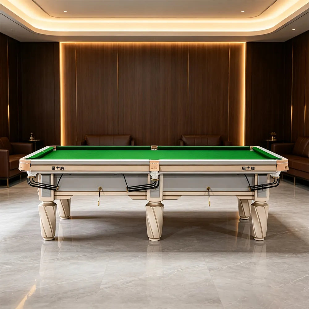 XINGPAI C19 9FT Professional Billiard Table - Tournament Pool Table with Premium Slate & Steel Frame for Home Club Game Room - Ivory