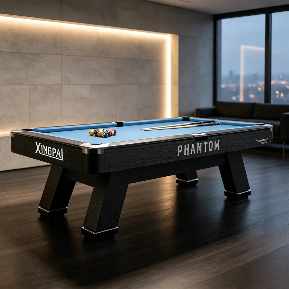 XINGPAI PHANTOM 9FT Professional Billiard Table - Tournament Edition Pool Table with Slate Surface for Home Club Game Room - Black