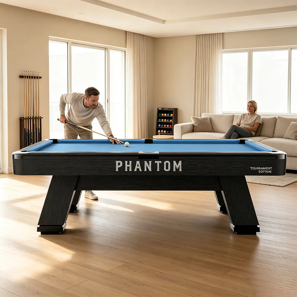 XINGPAI PHANTOM 9FT Professional Billiard Table - Tournament Edition Pool Table with Slate Surface for Home Club Game Room - Black