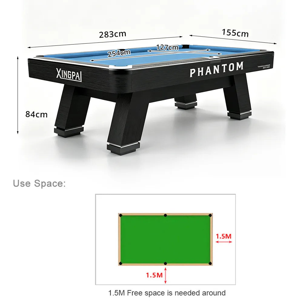 XINGPAI PHANTOM 9FT Professional Billiard Table - Tournament Edition Pool Table with Slate Surface for Home Club Game Room - Black