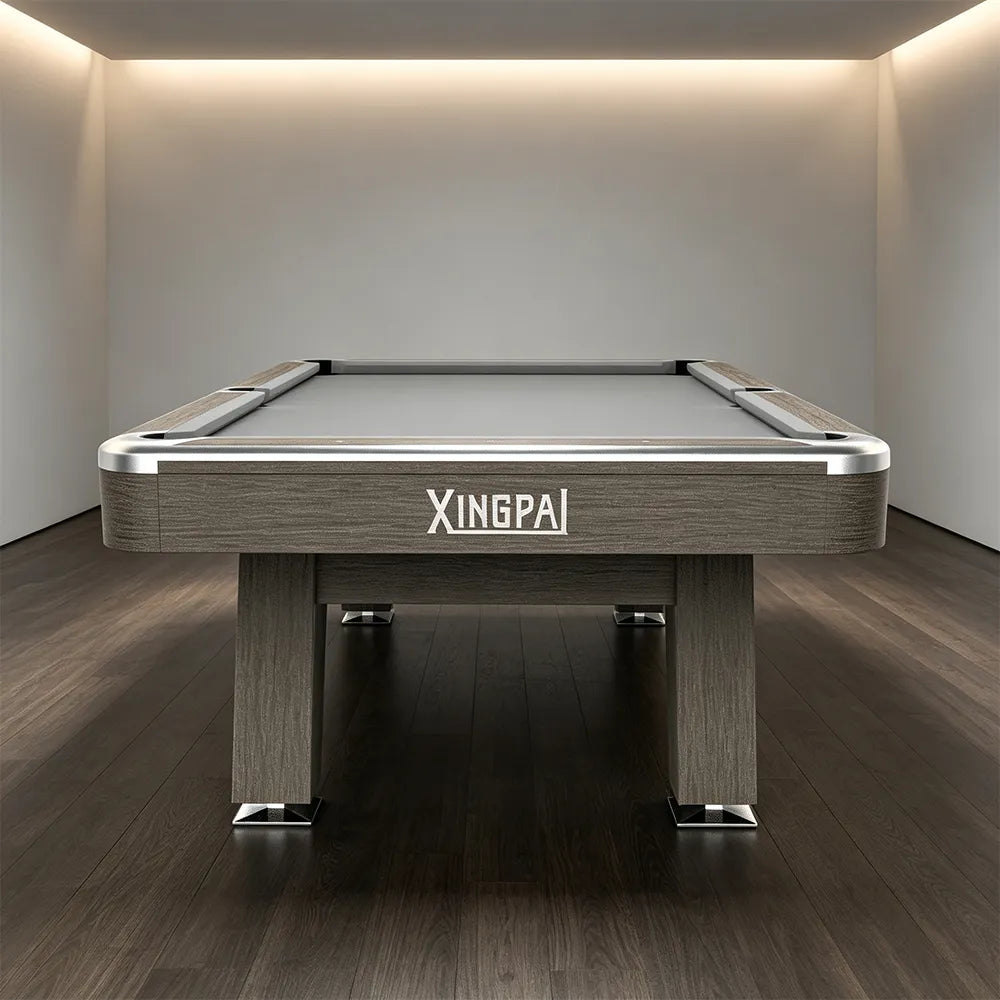XINGPAI SOLA 9FT Professional Billiard Table - Slate Surface Pool Table with Solid Wood Rails & K55 Rubber for Home Club Game Room - Grey