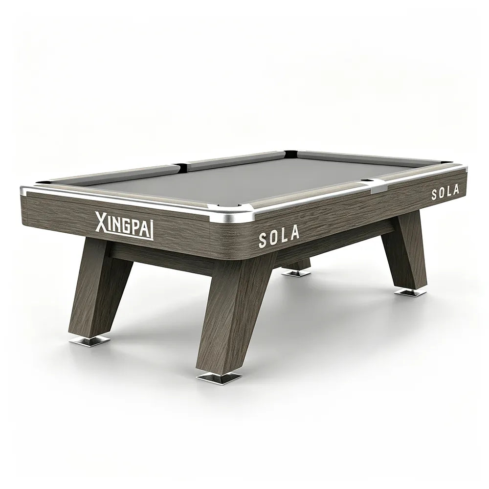 XINGPAI SOLA 9FT Professional Billiard Table - Slate Surface Pool Table with Solid Wood Rails & K55 Rubber for Home Club Game Room - Grey