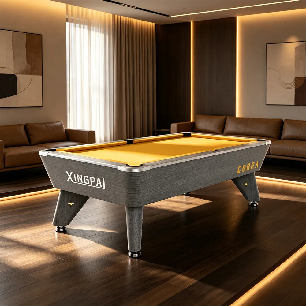 XINGPAI CORBA 6FT Billiard Table - Compact Slate Pool Table with Solid Wood Cushion & K55 Rubber for Home Game Room - Golden