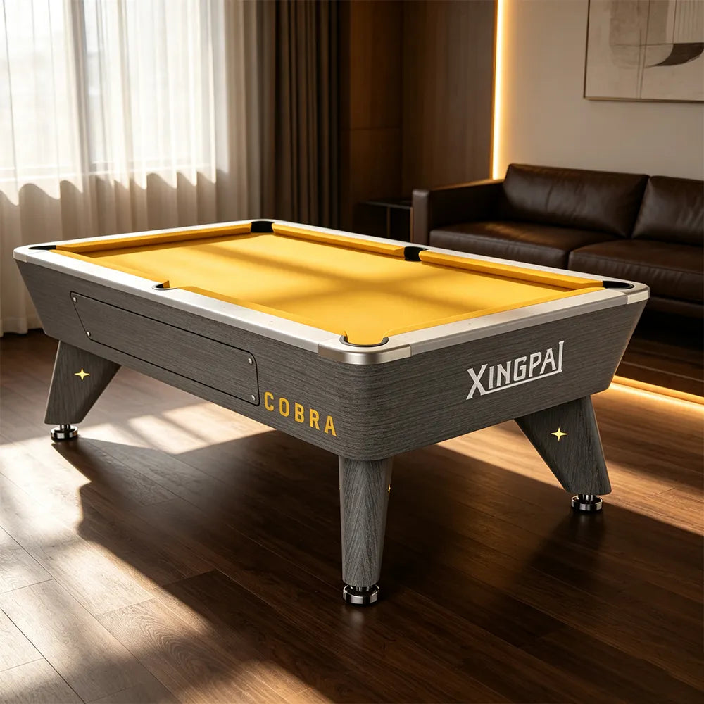 XINGPAI CORBA 6FT Billiard Table - Compact Slate Pool Table with Solid Wood Cushion & K55 Rubber for Home Game Room - Golden