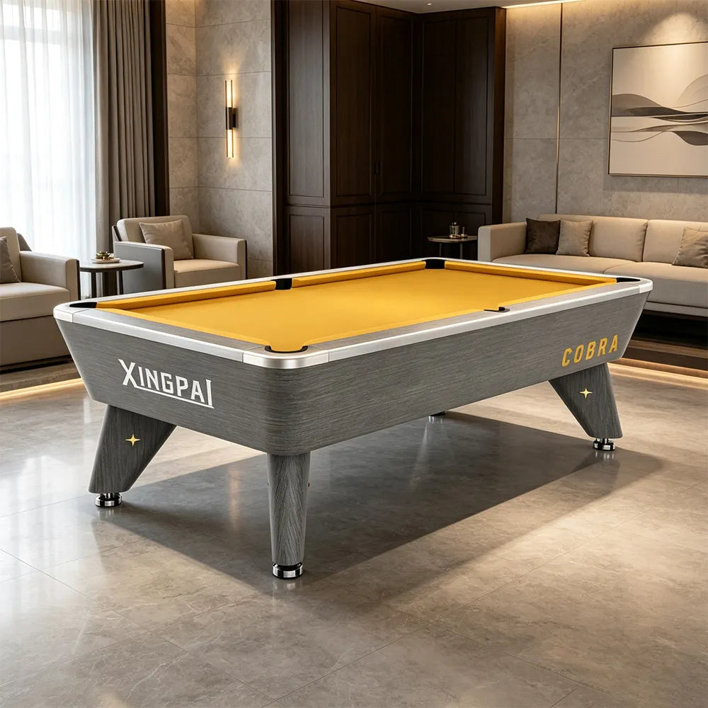 XINGPAI CORBA 6FT Billiard Table - Compact Slate Pool Table with Solid Wood Cushion & K55 Rubber for Home Game Room - Golden