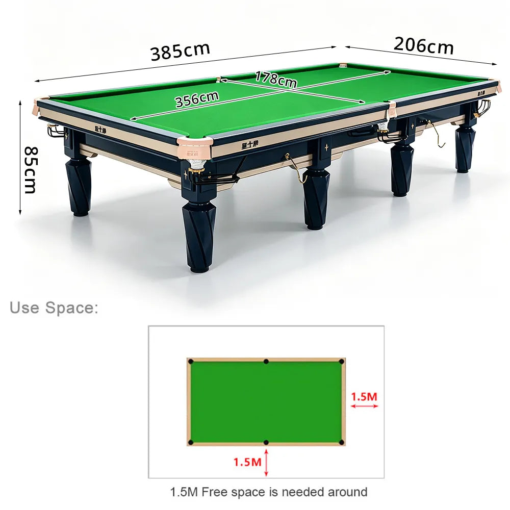XINGPAI S105 12FT Professional Billiard Table - Tournament Size Pool Table with Premium Slate Surface for Clubs & Home Game Room - Black