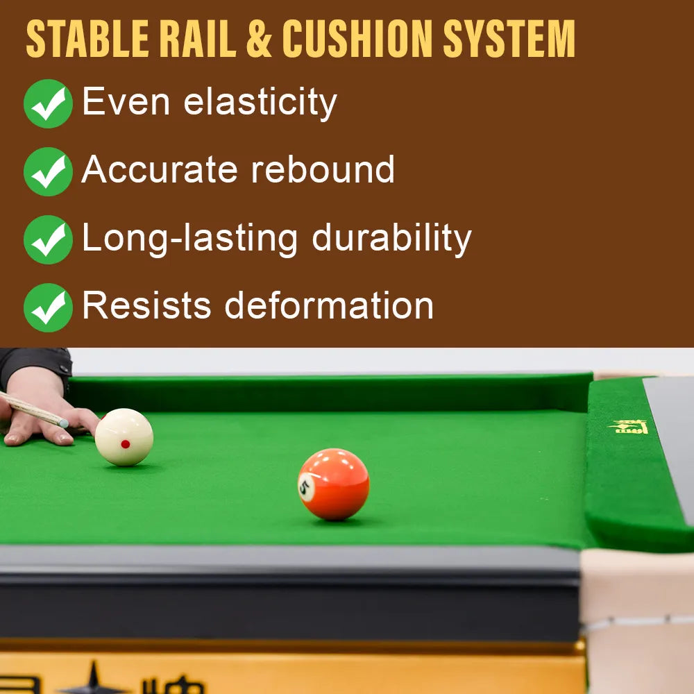 XINGPAI C110 9FT Professional Billiard Table - 50mm Slate 18-Point Steel Frame Tournament Style Pool Table for Home Game Room - Gold