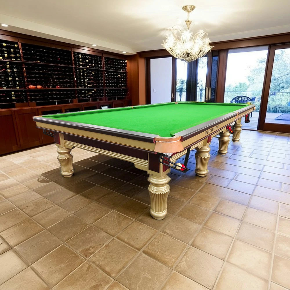 QUESLA 12FT Billiard Table Solid Pine Frame, Copper Pockets, Bluestone Slate Surface