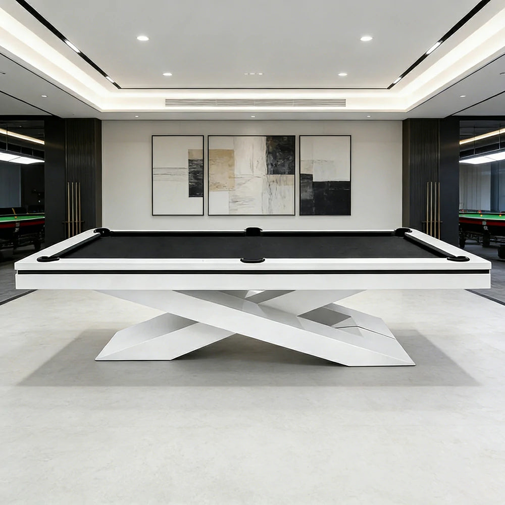 QUESLA WP09 7/8/9FT Premium Slate Billiard Table - 25mm Professional Slate Top, Luxury Frame with Free Accessories - White & Black