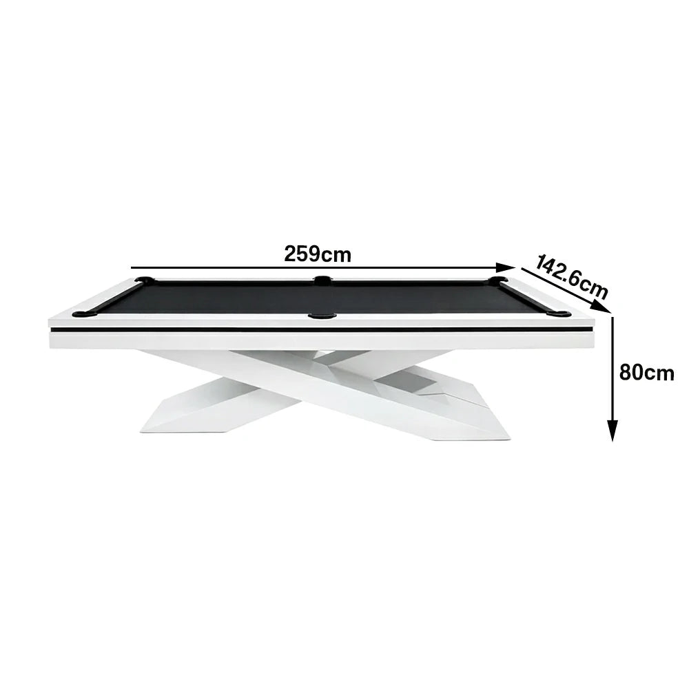 QUESLA WP09 7/8/9FT Premium Slate Billiard Table - 25mm Professional Slate Top, Luxury Frame with Free Accessories - White & Black