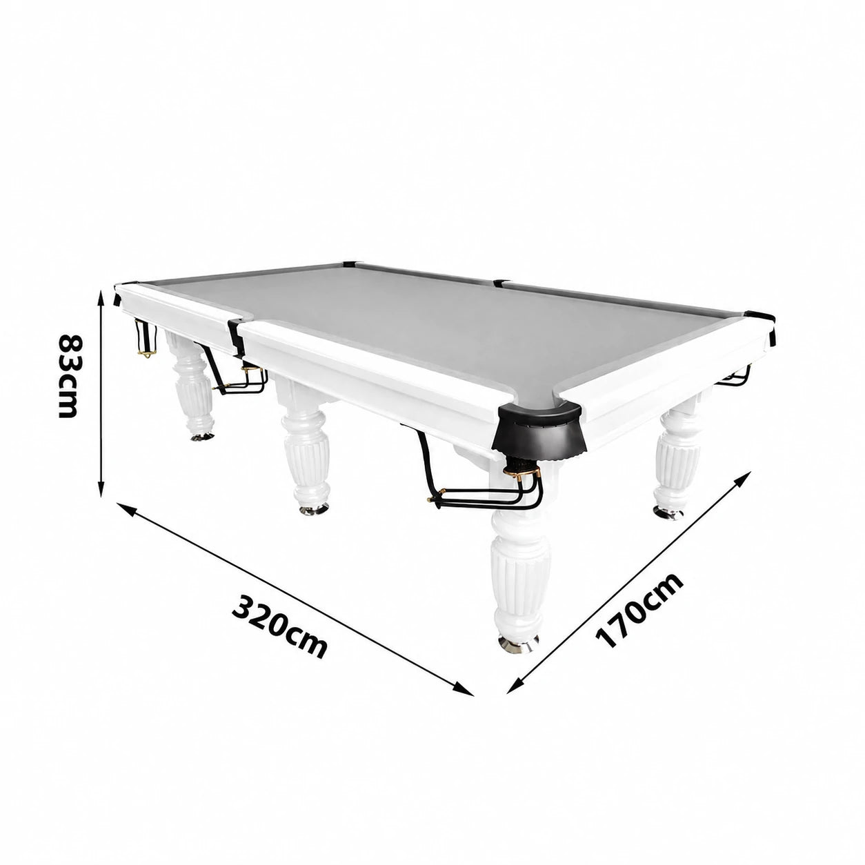 QUESLA 10FT Pool Table 2025 Model - Classic Slate Design Upgraded with Reinforced Legs & Pro Ball Nets - Professional Billiard Table, Solid Timber White Frame