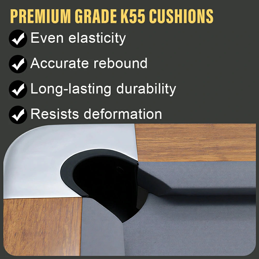 XINGPAI Amber 7/8/9FT Slate Pool Table, Carbon Steel Frame with Oak-Pine Construction, Premium Rubber Cushions, Ivory Finish, Tournament-Grade Professional Design, Free Accessories Package - Grey