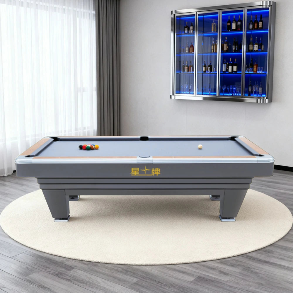XINGPAI Amber 7/8/9FT Slate Pool Table, Carbon Steel Frame with Oak-Pine Construction, Premium Rubber Cushions, Ivory Finish, Tournament-Grade Professional Design, Free Accessories Package - Grey