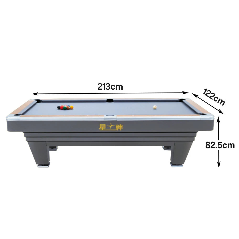 XINGPAI Amber 7/8/9FT Slate Pool Table, Carbon Steel Frame with Oak-Pine Construction, Premium Rubber Cushions, Ivory Finish, Tournament-Grade Professional Design, Free Accessories Package - Grey