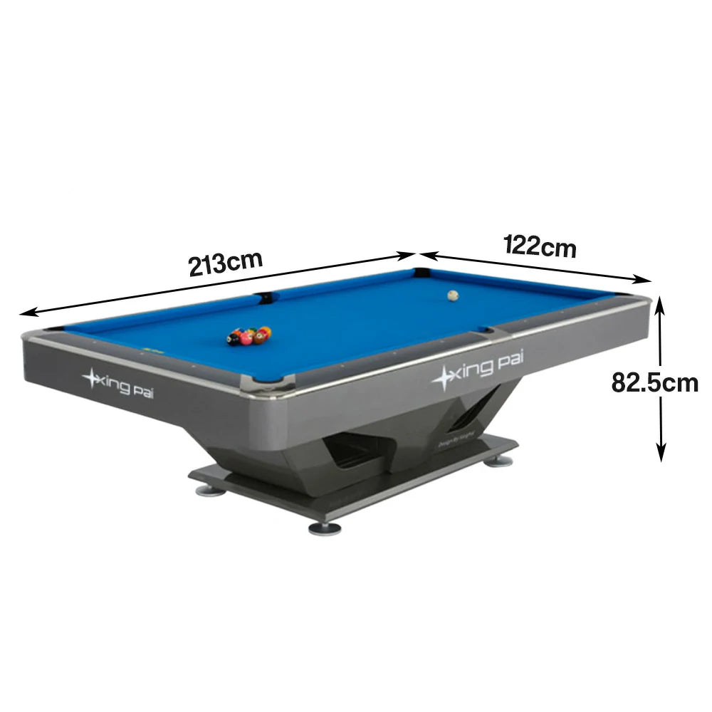 XINGPAI Eagle Eye 7/8/9FT Slate Pool Table, Carbon Steel Frame with Oak-Pine Structure, Ivory Meranti Veneer, K55 Cushions, Tournament-Grade Precision Design, Free Accessories Package - Silvery