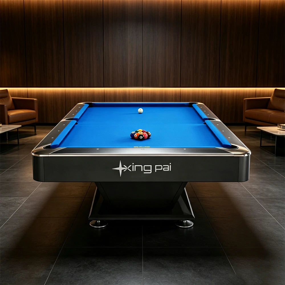 XINGPAI Eagle Eye 7/8/9FT Slate Pool Table, Carbon Steel Frame with Oak-Pine Structure, Ivory Meranti Veneer, K55 Cushions, Tournament-Grade Precision Design, Free Accessories Package - Silvery