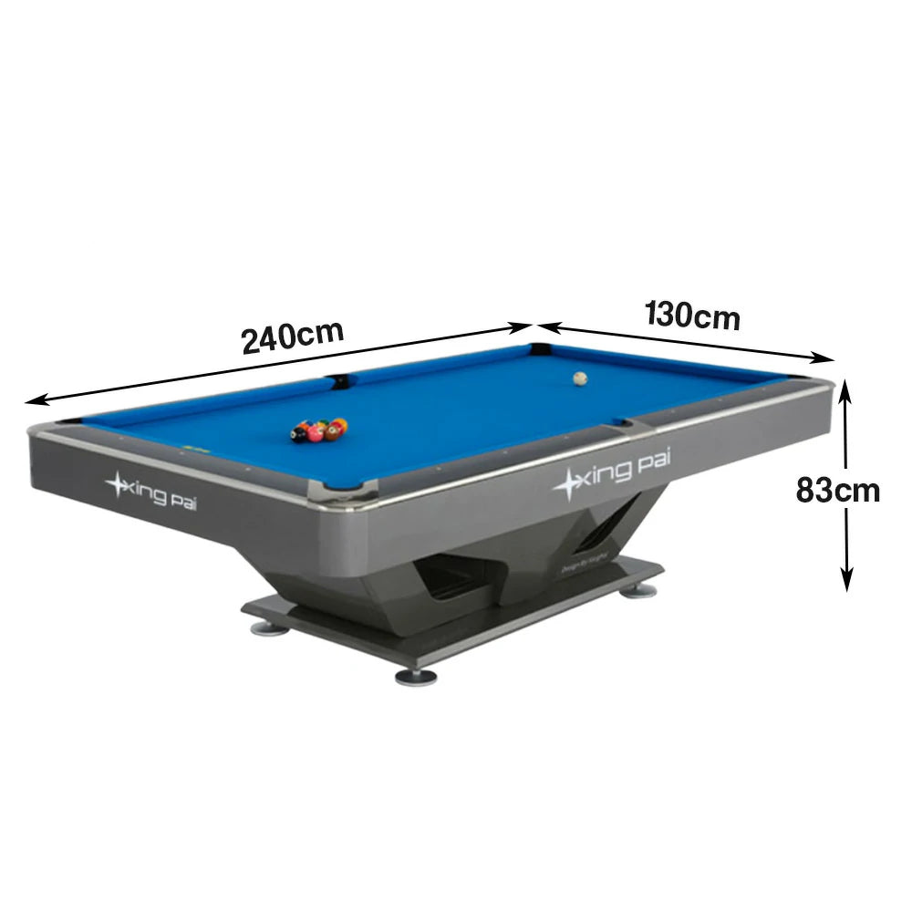 XINGPAI Eagle Eye 7/8/9FT Slate Pool Table, Carbon Steel Frame with Oak-Pine Structure, Ivory Meranti Veneer, K55 Cushions, Tournament-Grade Precision Design, Free Accessories Package - Silvery