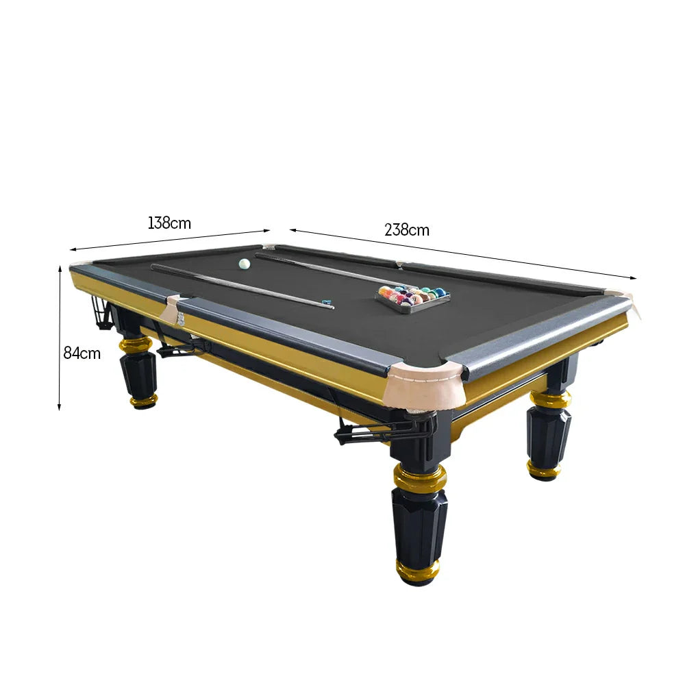 QUESLA 4cm Thickness Slate 7FT Wooden Handrail Luxury Pool Snooker Billiard Table with Elegant Brass Detailing