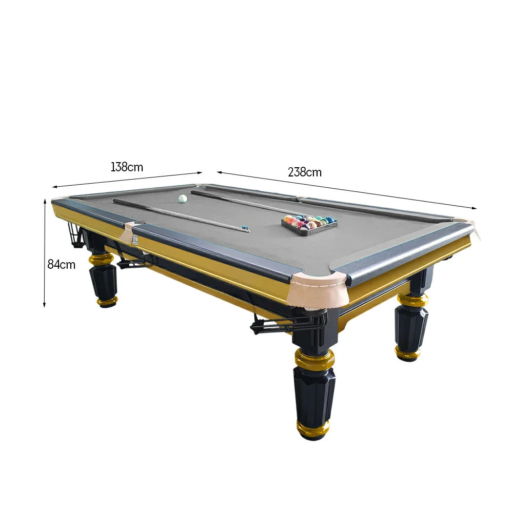 QUESLA 4cm Thickness Slate 7FT Wooden Handrail Luxury Pool Snooker Billiard Table with Elegant Brass Detailing