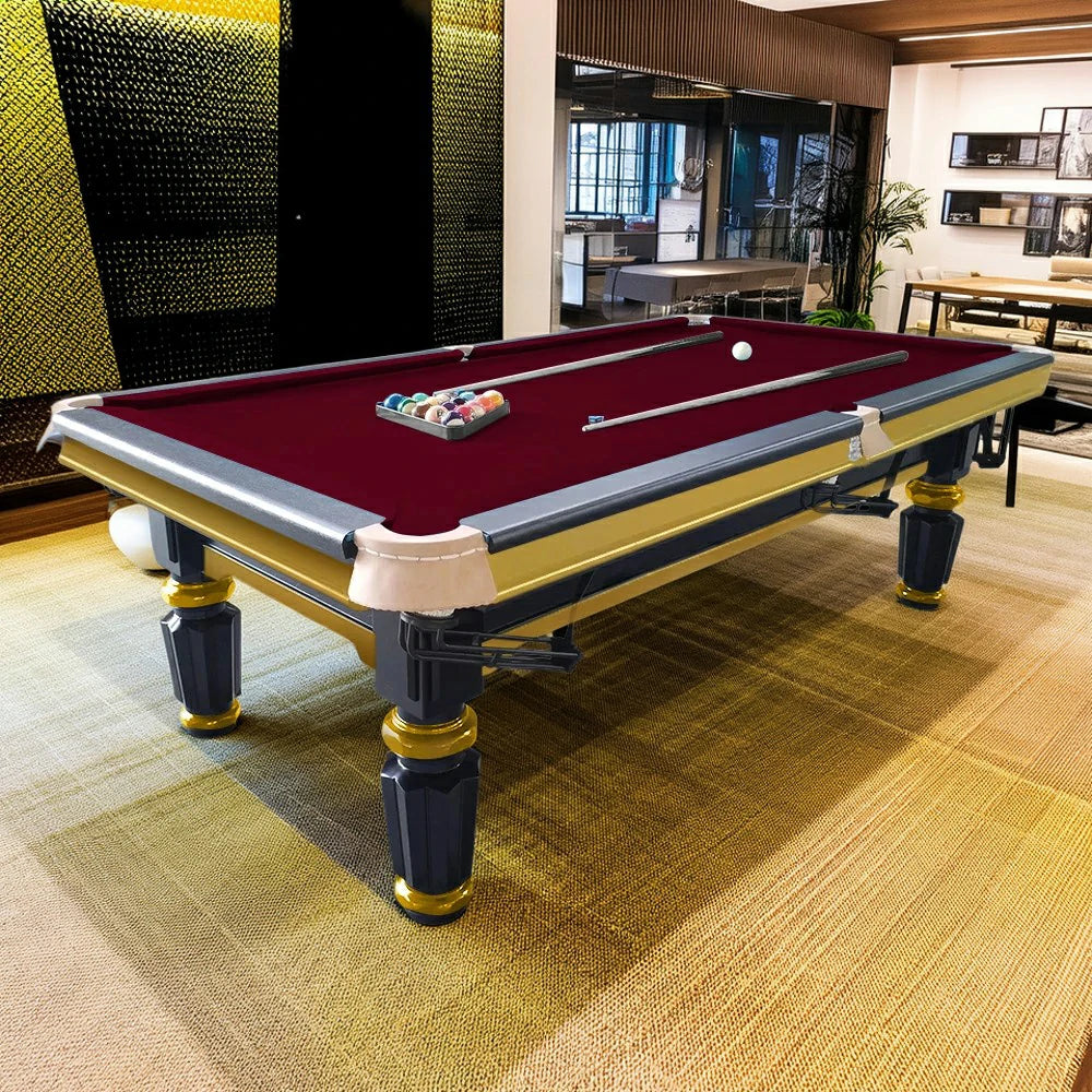 QUESLA 4cm Thickness Slate 7FT Wooden Handrail Luxury Pool Snooker Billiard Table with Elegant Brass Detailing