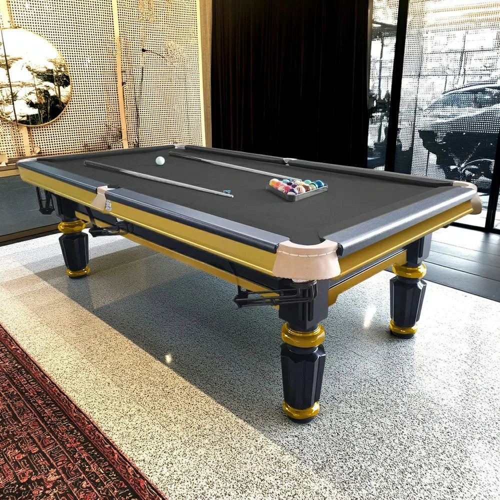 QUESLA 4cm Thickness Slate 7FT Wooden Handrail Luxury Pool Snooker Billiard Table with Elegant Brass Detailing