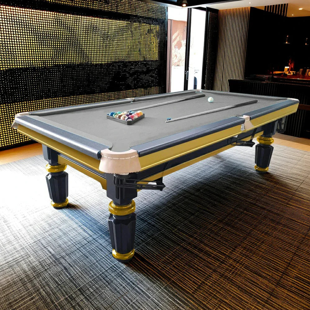 QUESLA 4cm Thickness Slate 7FT Wooden Handrail Luxury Pool Snooker Billiard Table with Elegant Brass Detailing