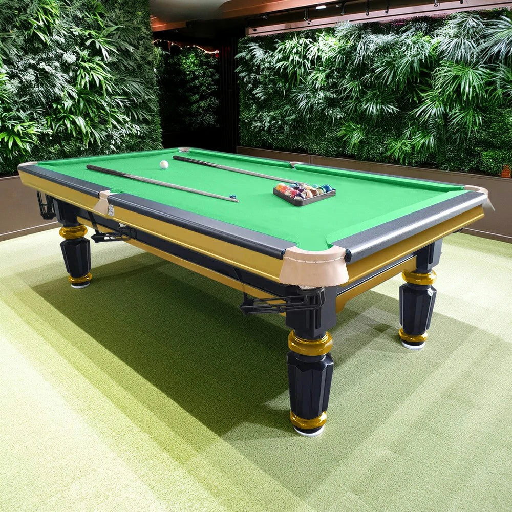 QUESLA 4cm Thickness Slate 7FT Wooden Handrail Luxury Pool Snooker Billiard Table with Elegant Brass Detailing