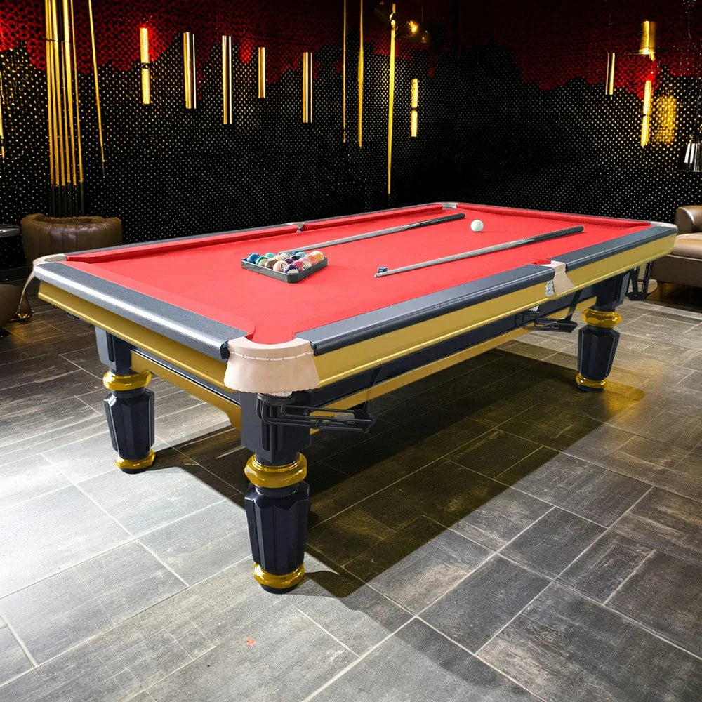 QUESLA 4cm Thickness Slate 7FT Wooden Handrail Luxury Pool Snooker Billiard Table with Elegant Brass Detailing