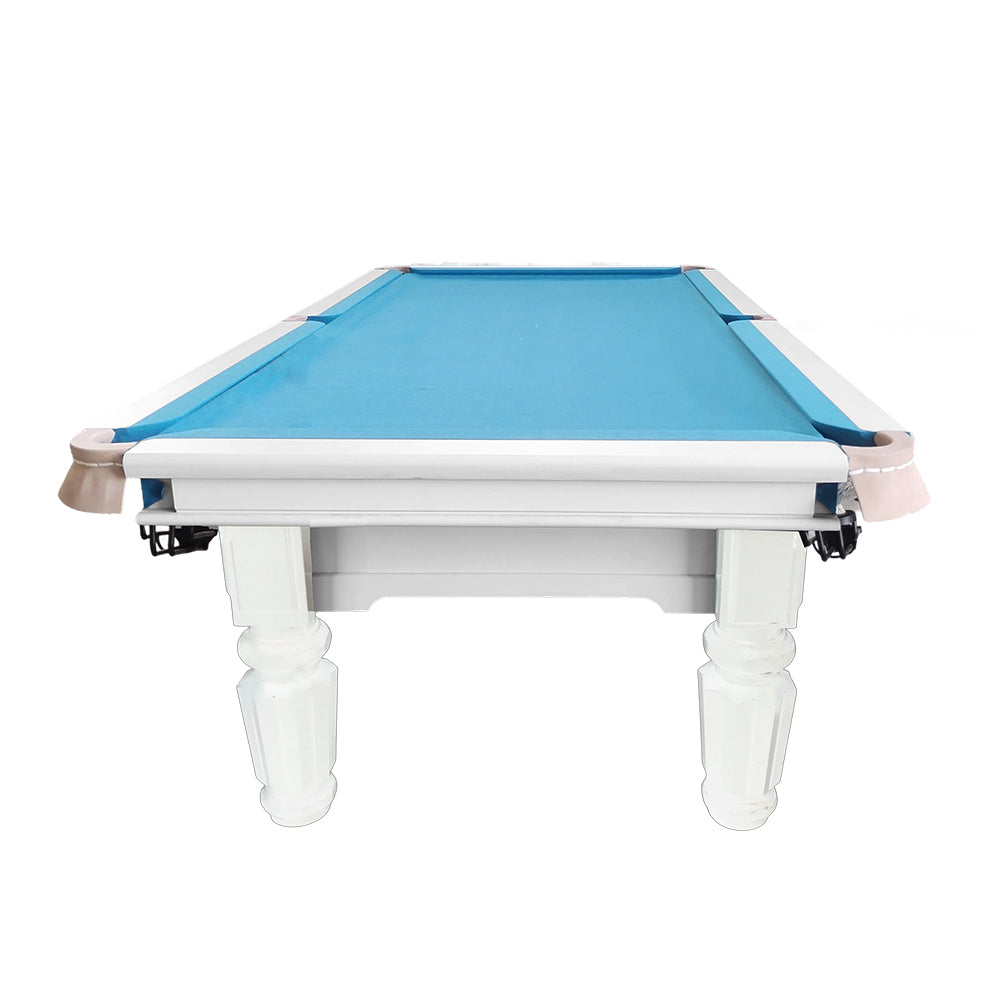 QUESLA 4.5cm Thickness Slate 8FT Steel Handrail Luxurious Pool Table - White&Blue