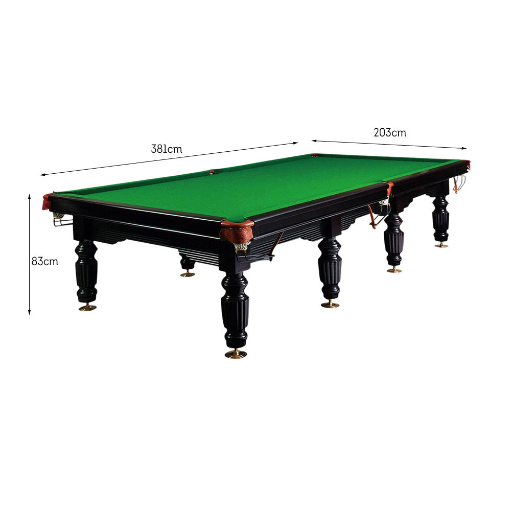 QUESLA 45mm Thickness Slate 12FT Luxury Snooker/Billiard Table - Black&Green
