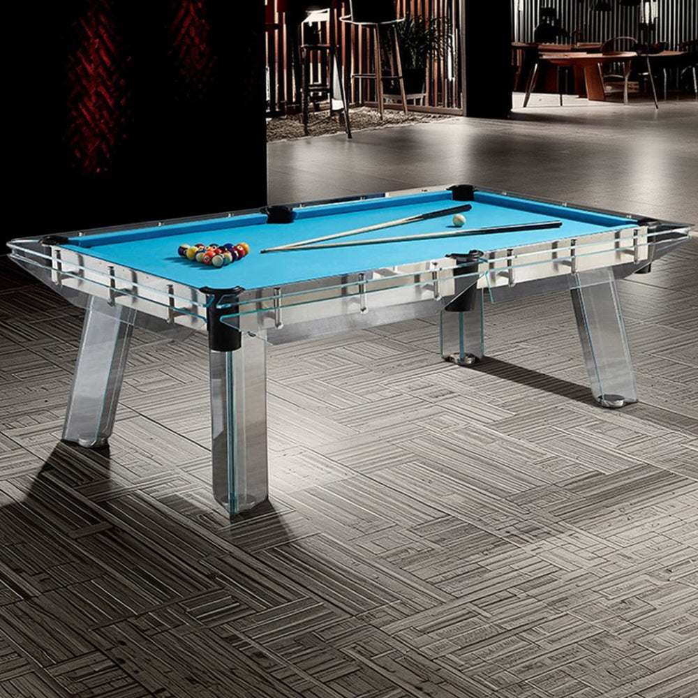 QUESLA L041 7/8/9FT Marble Top Billiard Table Transparent Tempered Glass Frame