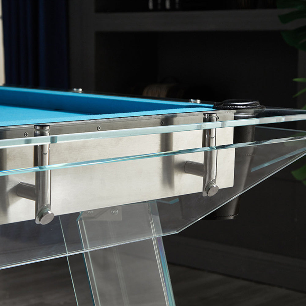 QUESLA L041 7/8/9FT Marble Top Billiard Table Transparent Tempered Glass Frame