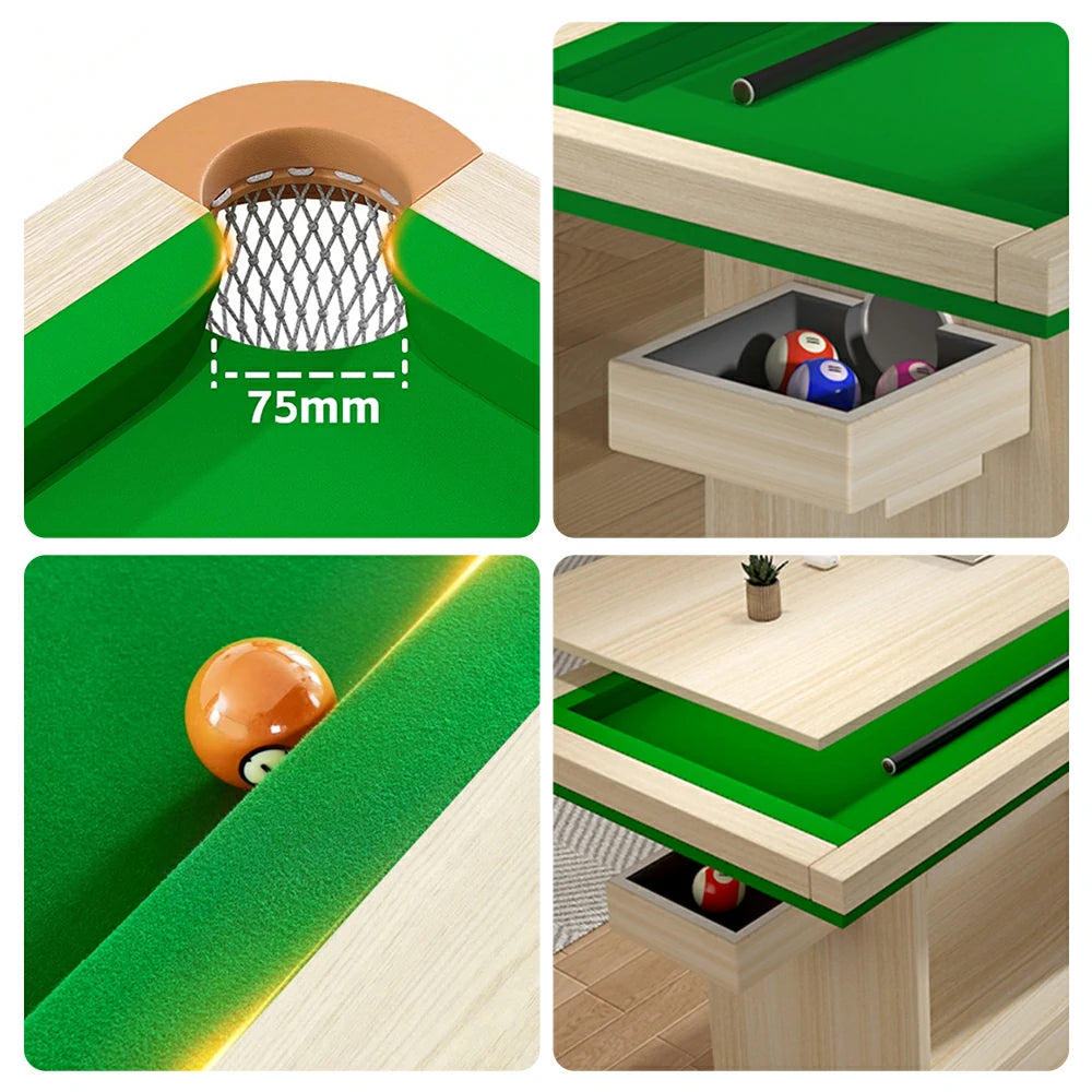 CUETIQ  2-IN-1 MDF Billiard Training Table/Dining Table Auto Ball Return Pool Table - Green