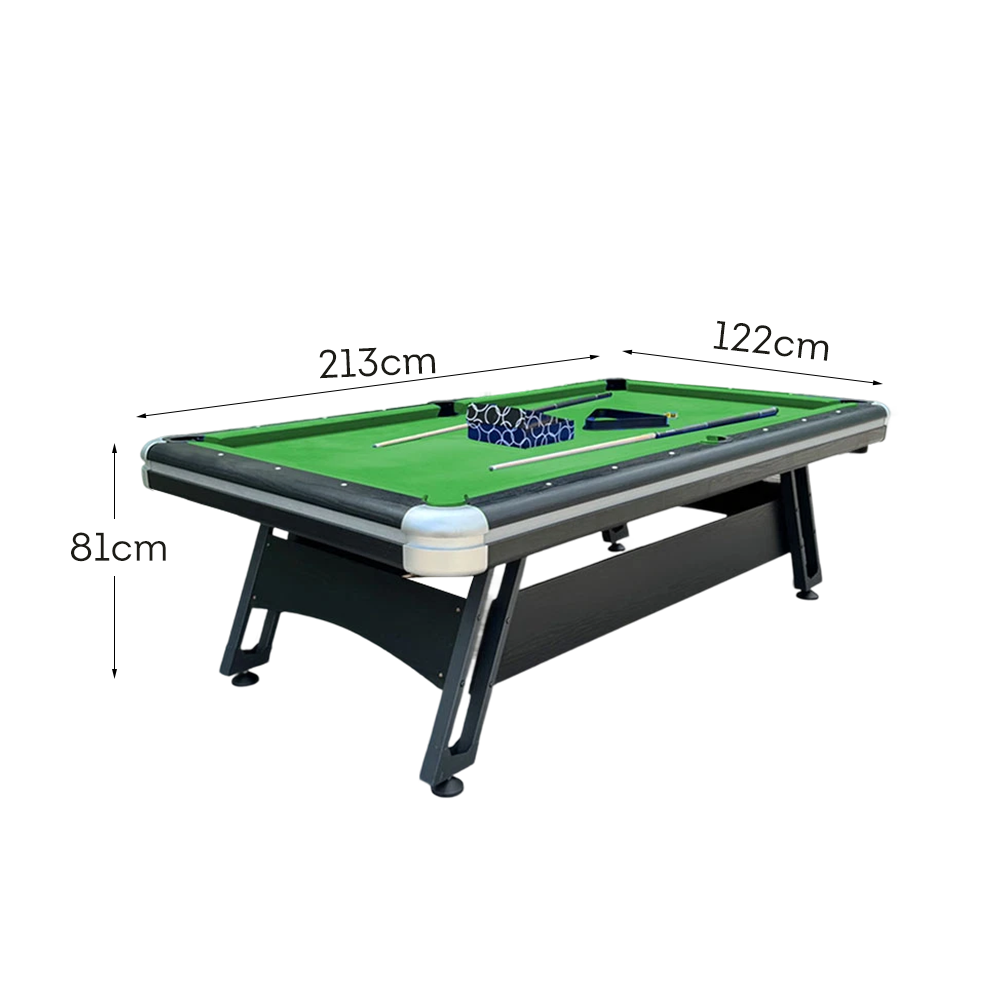 CUETIQ 3-in-1 7FT Iron-Leg Pool Table - Billiards, Table Tennis, Office Desk Combo - Durable, Space-Saving, Modern Design