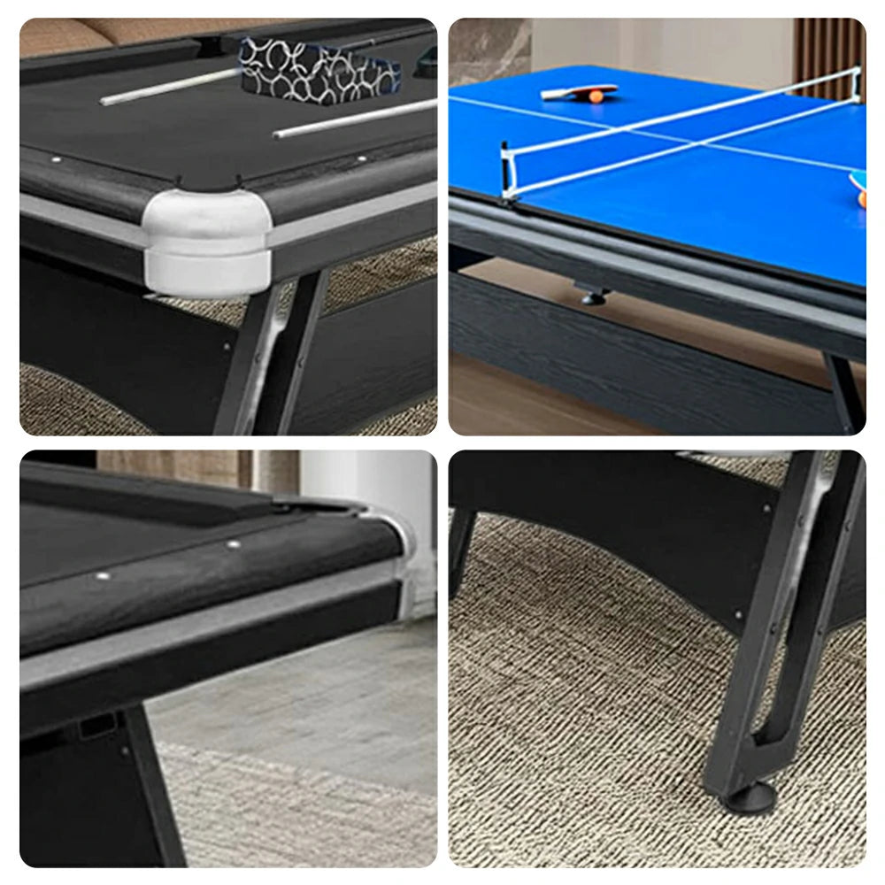 CUETIQ 3-in-1 9FT Iron-Leg Pool Table - Billiards, Table Tennis, Office Desk Combo - Durable, Space-Saving, Modern Design
