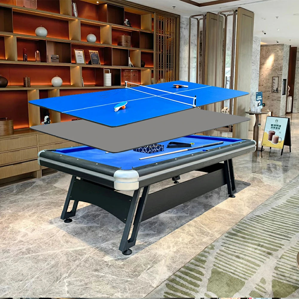 CUETIQ 3-in-1 8FT Iron-Leg Pool Table - Billiards, Table Tennis, Office Desk Combo - Durable, Space-Saving, Modern Design
