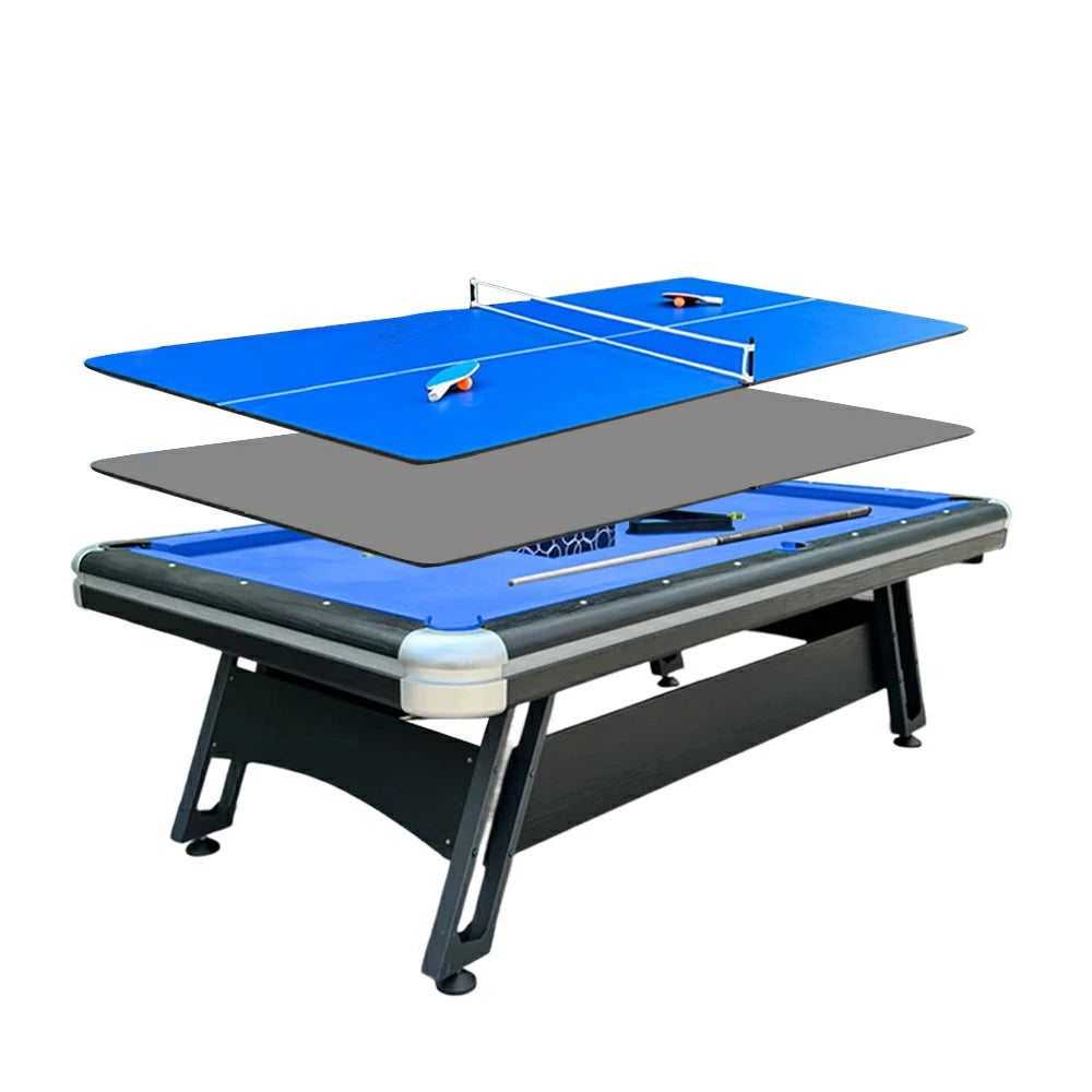 CUETIQ 3-in-1 9FT Iron-Leg Pool Table - Billiards, Table Tennis, Office Desk Combo - Durable, Space-Saving, Modern Design