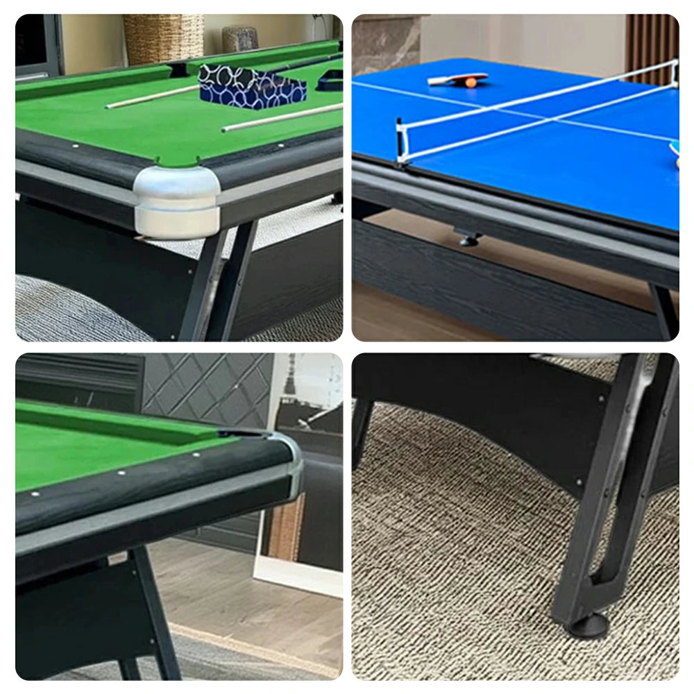 CUETIQ 3-in-1 7FT Iron-Leg Pool Table - Billiards, Table Tennis, Office Desk Combo - Durable, Space-Saving, Modern Design