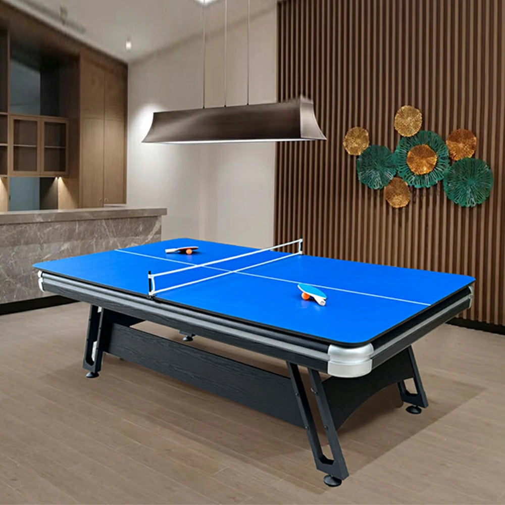 CUETIQ 3-in-1 7FT Iron-Leg Pool Table - Billiards, Table Tennis, Office Desk Combo - Durable, Space-Saving, Modern Design