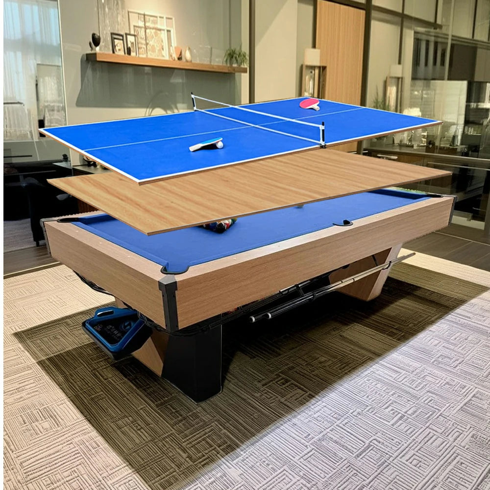 CUETIQ 9FT Black Marble Pool Table - Automatic Ball Return, 3-in-1 Multi-Function Design