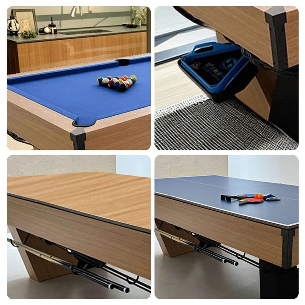 CUETIQ 9FT Black Marble Pool Table - Automatic Ball Return, 3-in-1 Multi-Function Design